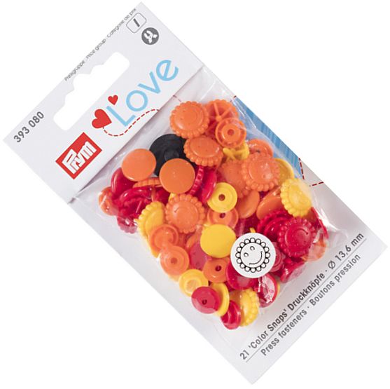 napy plastikowe COLOR SNAPS fi 13,6mm PRYM 393080 słoneczka .