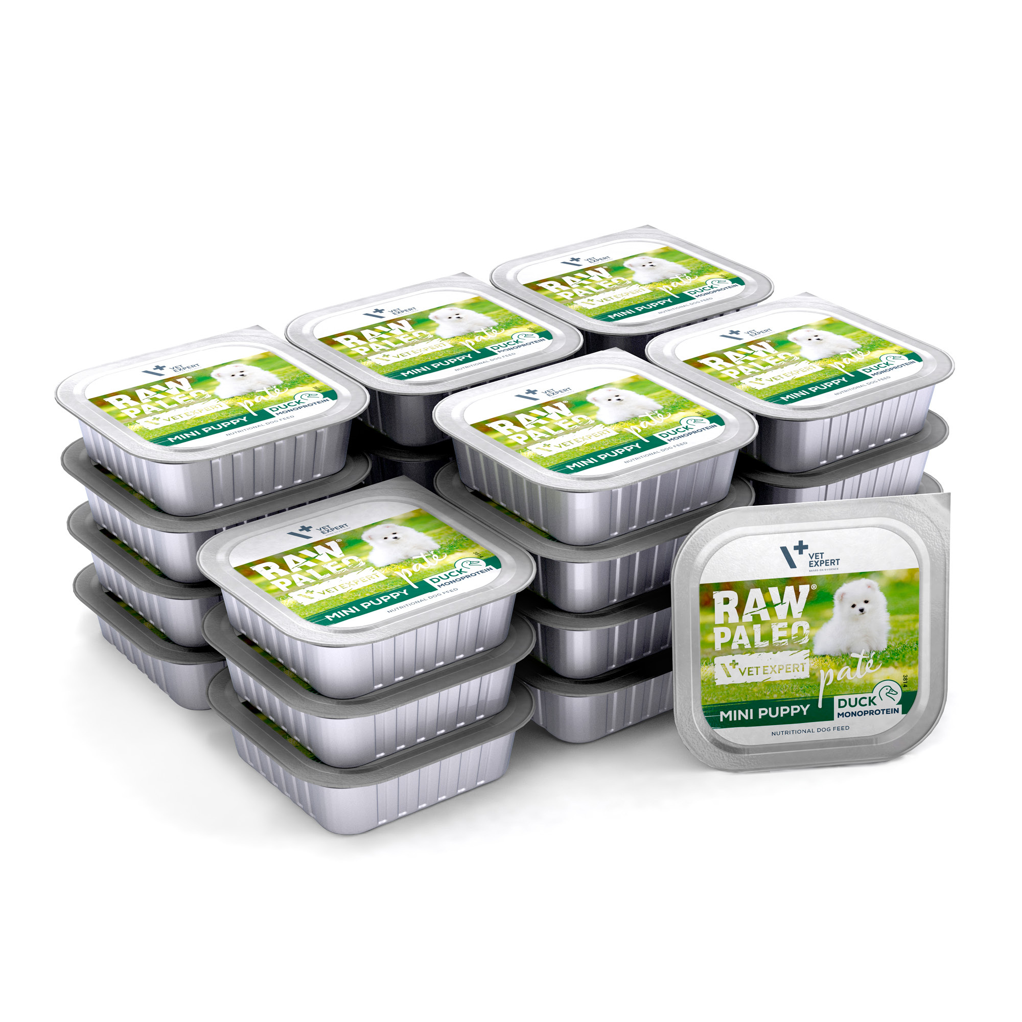 RAW PALEO DUCK PATE MINI PUPPY 24x150g - mokra karma dla szczeniąt - kaczka