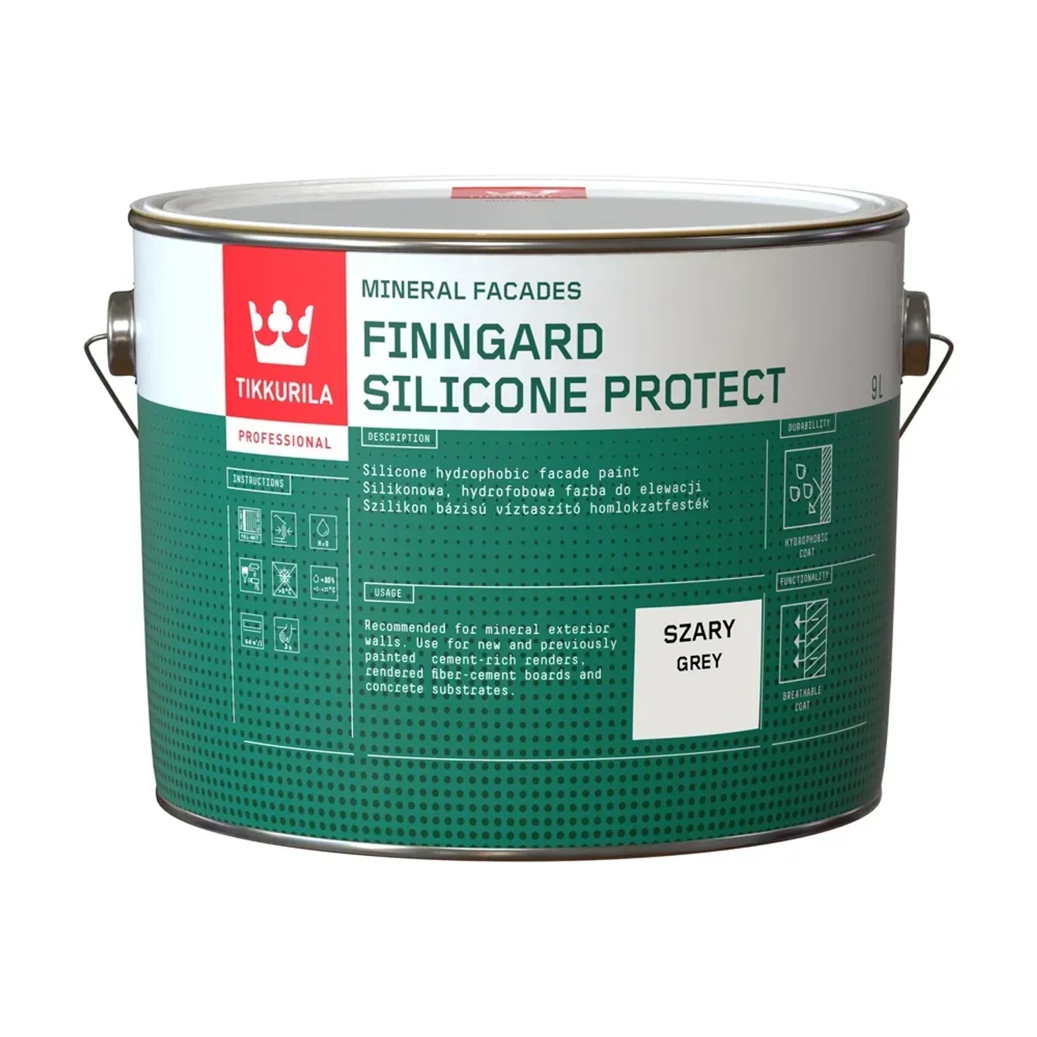 Farba elewacyjna Tikkurila Finngard Silicone Protect 9 l szary