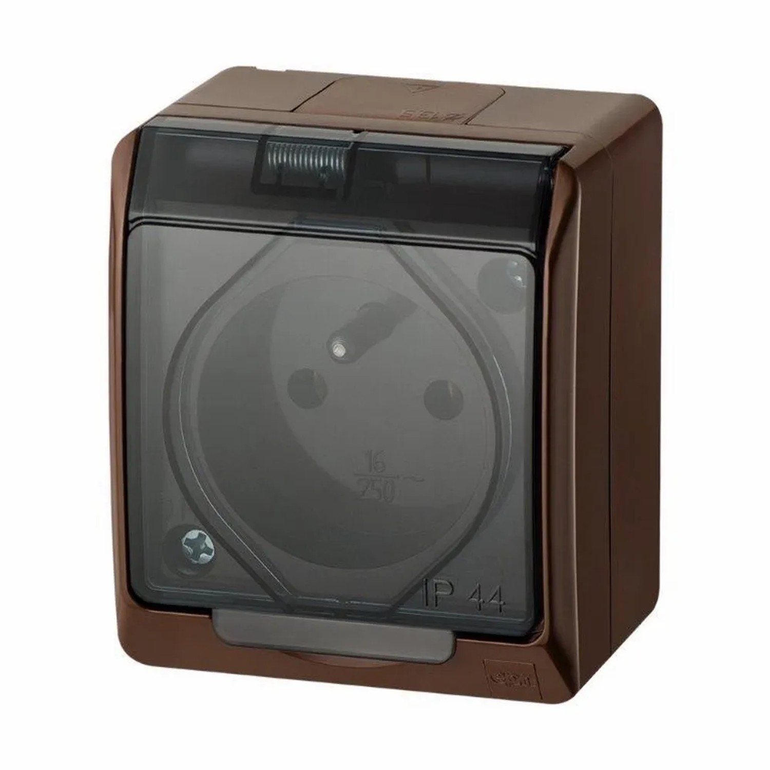 Elektro-Plast Gniazdo Hermes pojedyncze brązowe/dymne