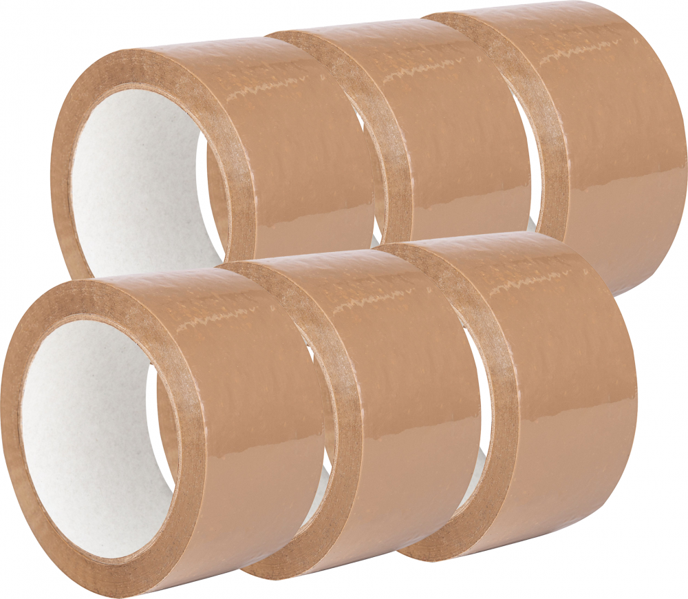 6x Taśma pakowa Standard hot-melt, 48mmx66m, brązowy