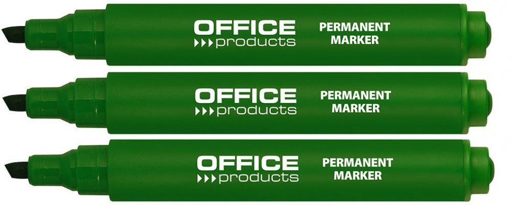 3x marker permanentny Office Products, ścięta, 5mm, zielony