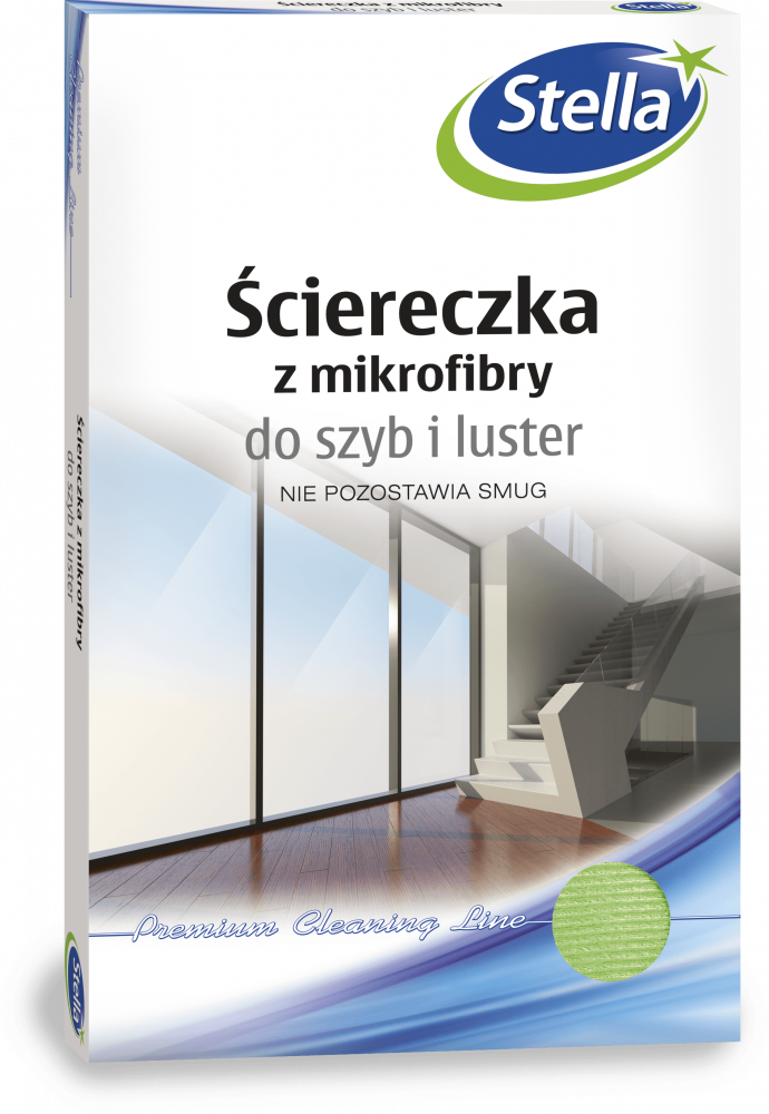Ściereczka z mikrofibry Stella, do szyb i luster, 30x40cm, 1 sztuka, zielony