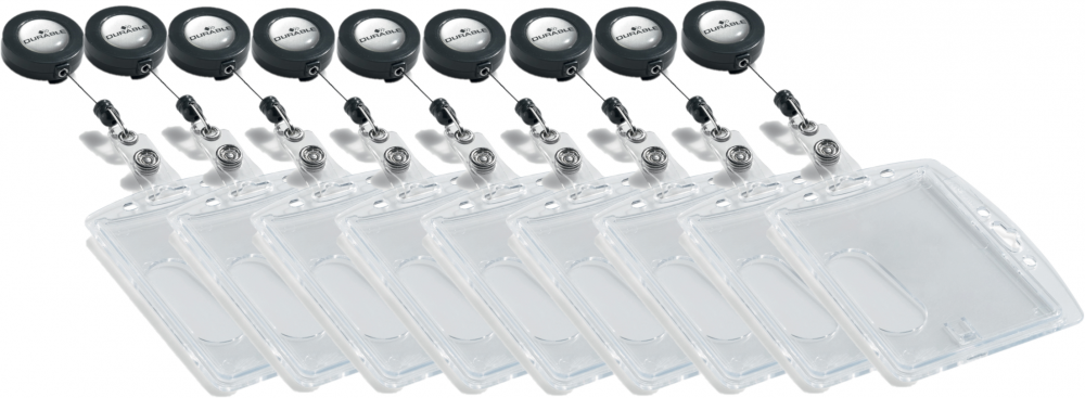 Etui do kart magnetycznych Durable, z mechanizmem ściągającym, 54x85mm, 10 sztuk, transparentny