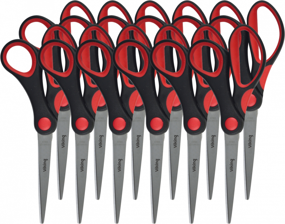 12x Nożyczki biurowe Viking, 17cm, czarno-czerwony