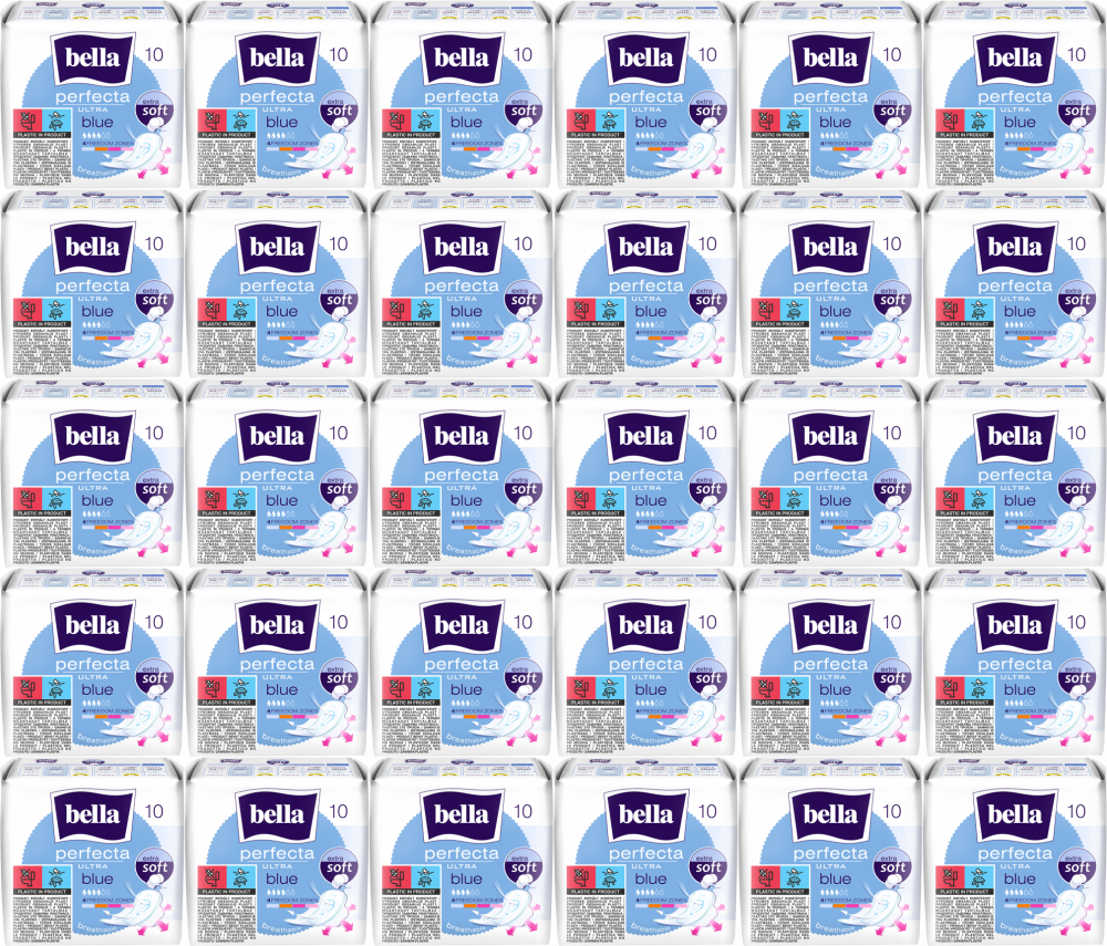 36x Podpaski Bella Perfecta Ultra Blue, extra soft, ze skrzydełkami, 10 sztuk