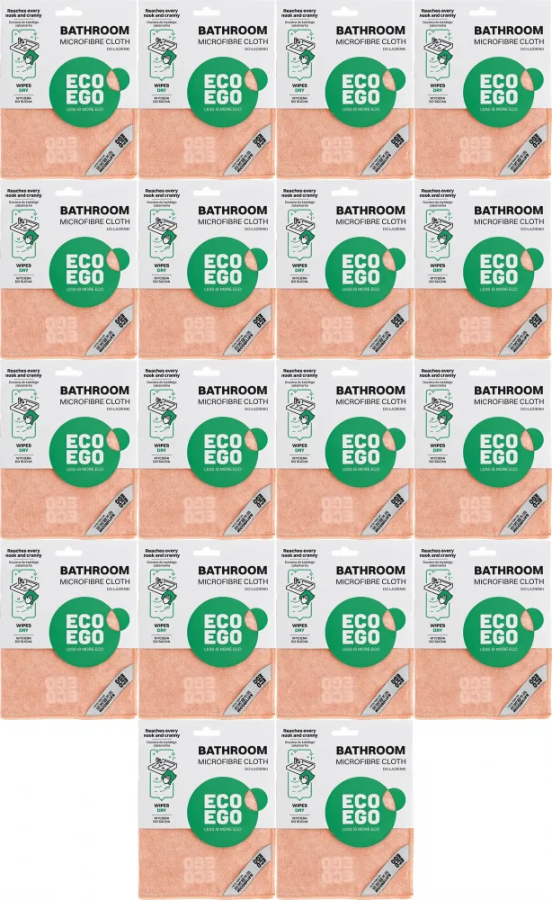 18x Ściereczka z mikrofibry Eco Ego Bathroom, do łazienek, 40x40cm, 1 sztuka, brzoskiwniowy