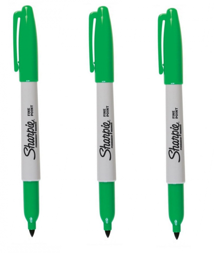 3x marker permanentny Sharpie Fine, okrągła, 1mm, zielony