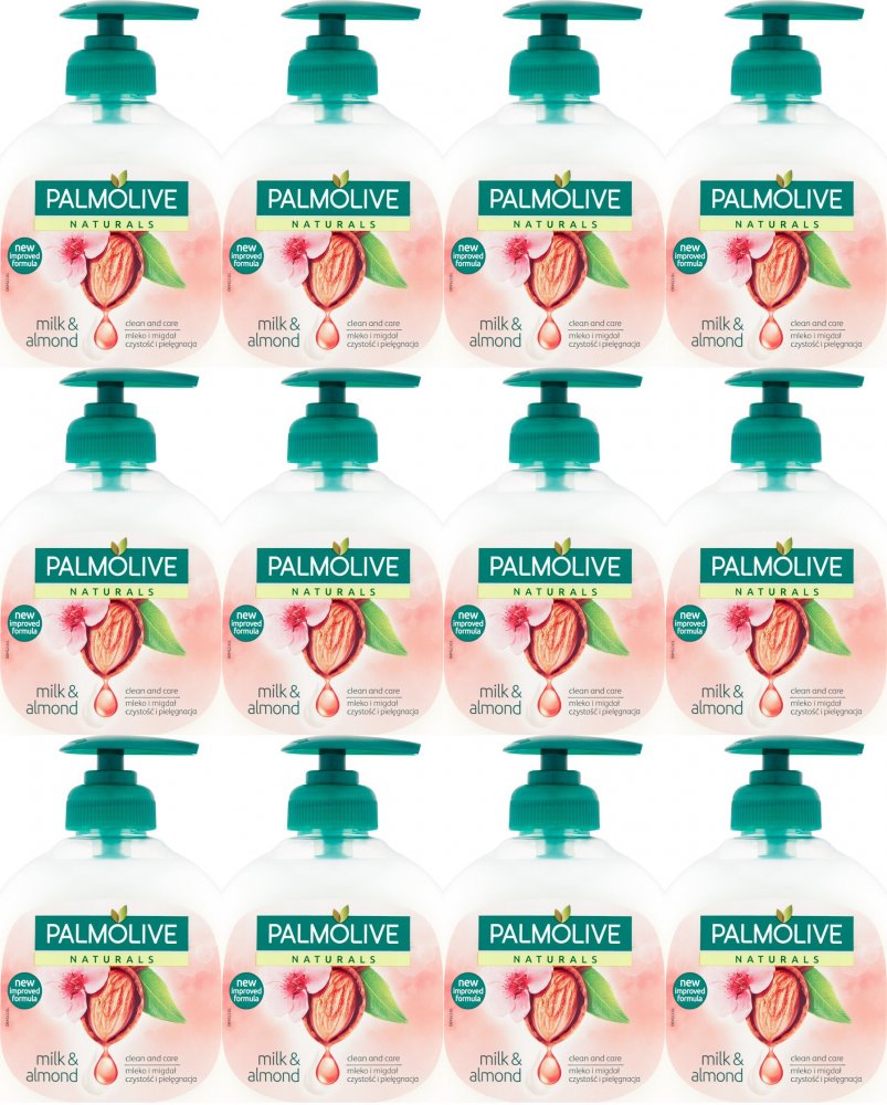 12x Mydło w płynie Palmolive, z dozownikiem, mleko i migdały, 300ml
