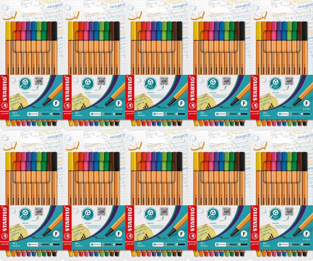 10x Cienkopis Stabilo, Point 88 8810, 0.4mm, 10 sztuk, mix kolorów