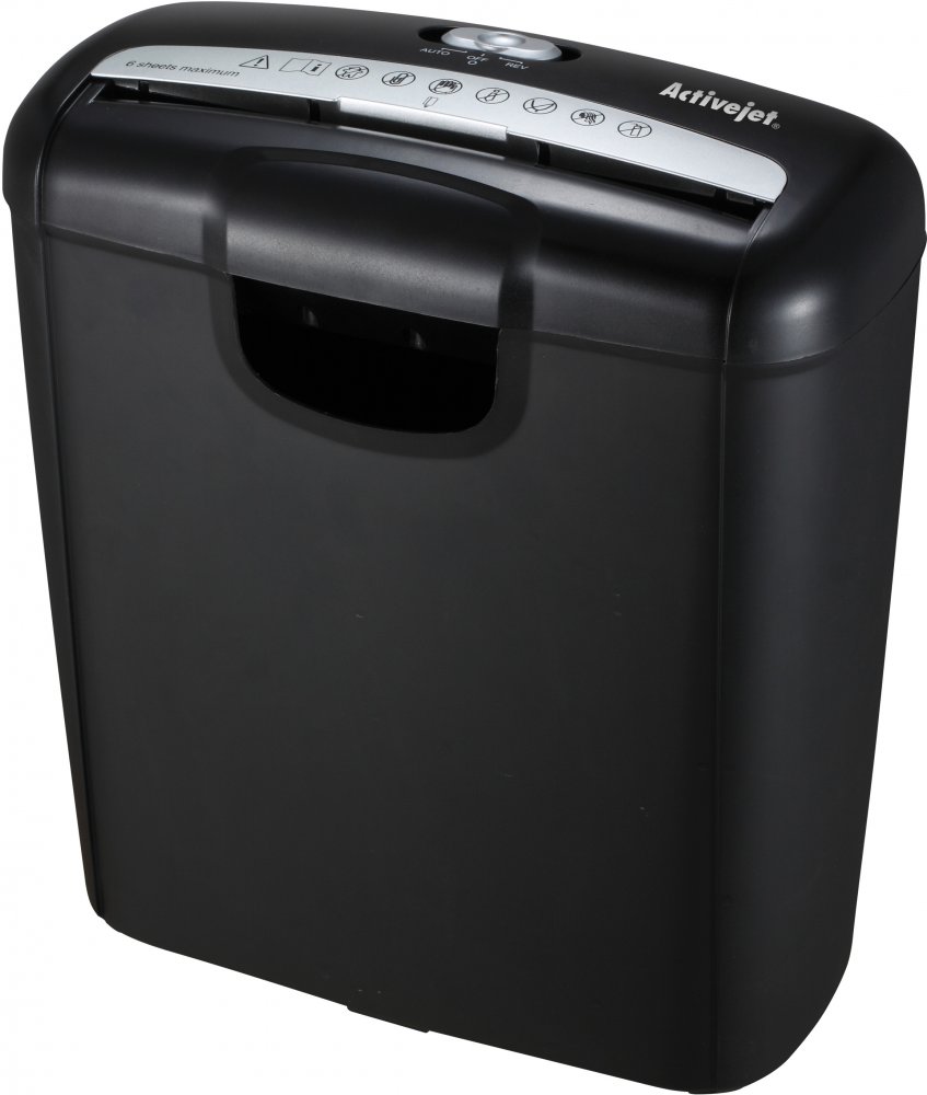 Niszczarka do papieru Activejet ASH-0601S, pasek 7.2mm, 6 kartek, P-1 DIN, czarny