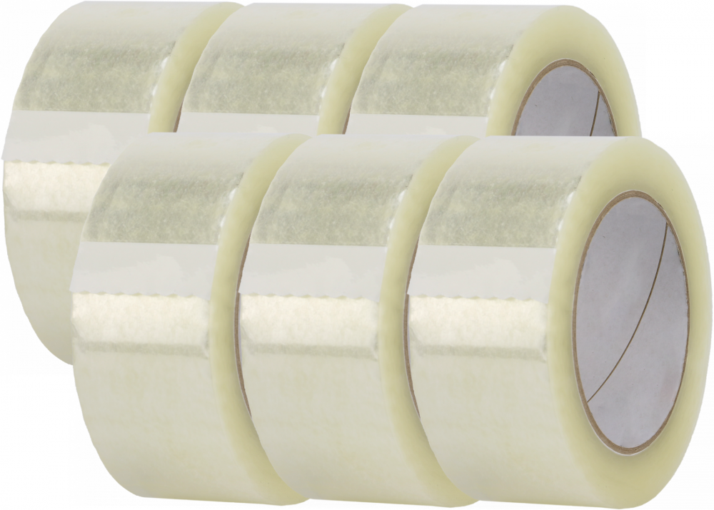 6x Taśma pakowa Premium, cicha, akryl, 48mm x 100m, transparentny