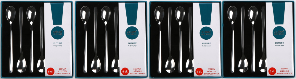 4x Łyżeczki koktajlowe Altom Design Future, 20cm, 6 sztuk, srebrny