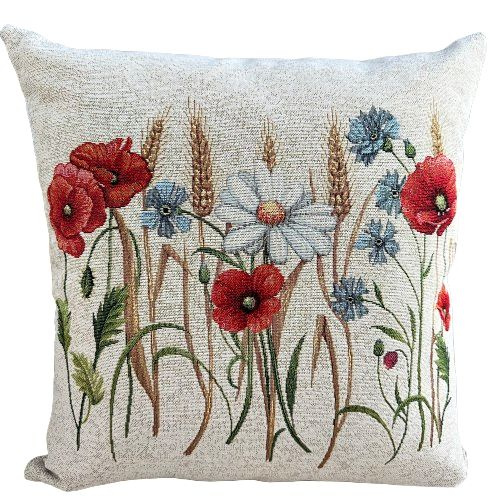 Poszewka na poduszkę maki i kwiaty 40x40cm Chenille