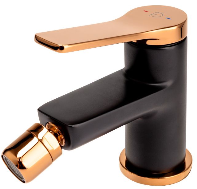 FDesign Seppia bateria bidetowa stojąca różowe złoto/czarny mat FD1-SPA-6-25