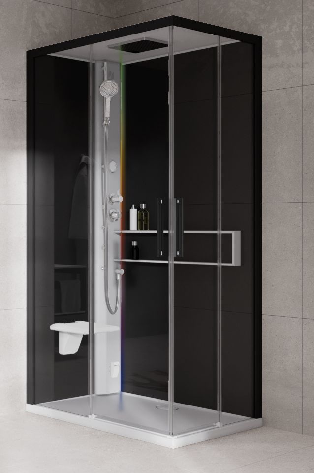 Novellini Glax 2 2.0 A kabina z hydromasażem 100x70 cm lewa parowa z brodzikiem biała G22A107ST5-1UH