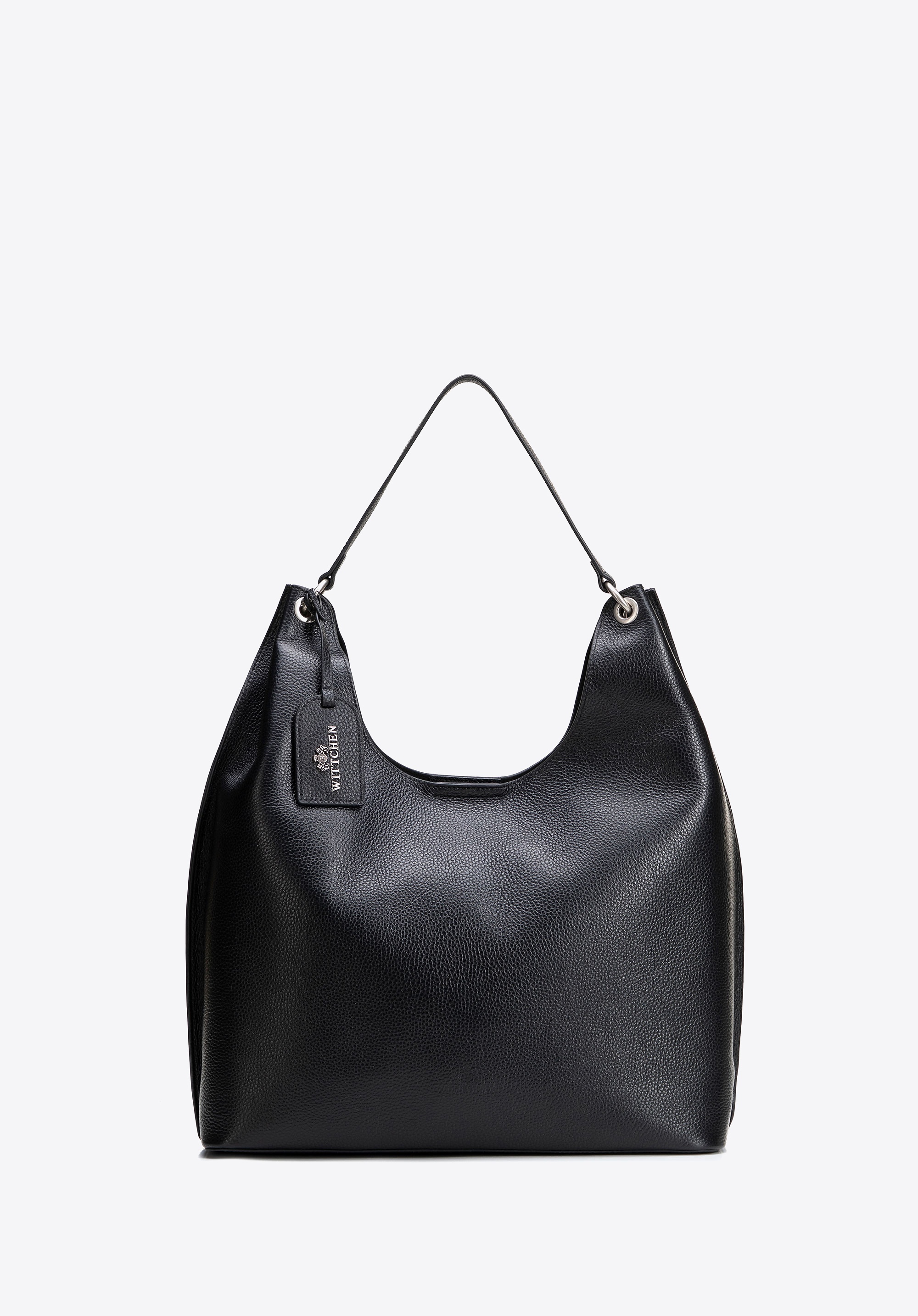 Elegancka shopperka ze skóry naturalnej z subtelnymi detalami czarna