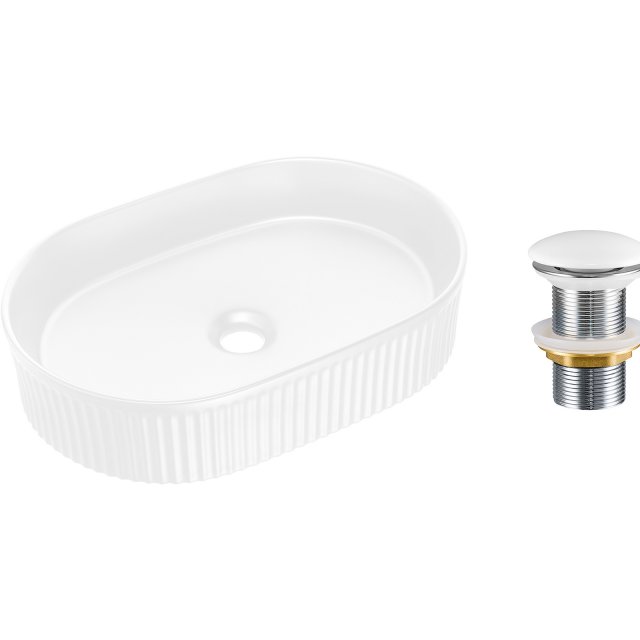 COMAD Umywalka nablatowa BEYOND 48 ceramiczna biała z korkiem Click-C