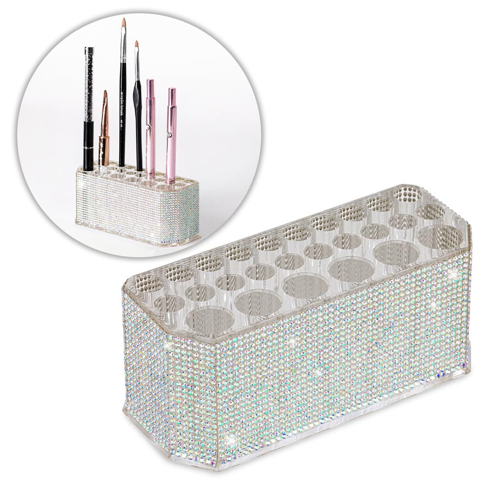Stojak organizer pojemnik na pędzle z cyrkoniami