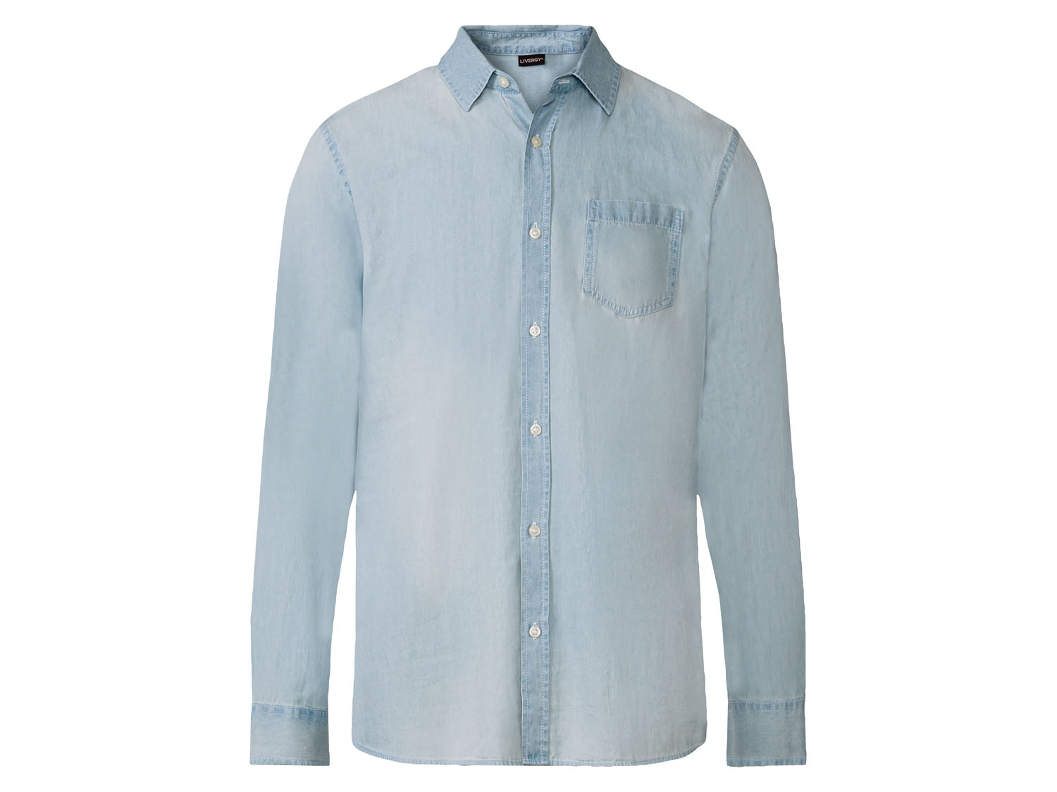 Livergy Koszula jeansowa męska z bawełny M 39/40, Jasnoniebieski