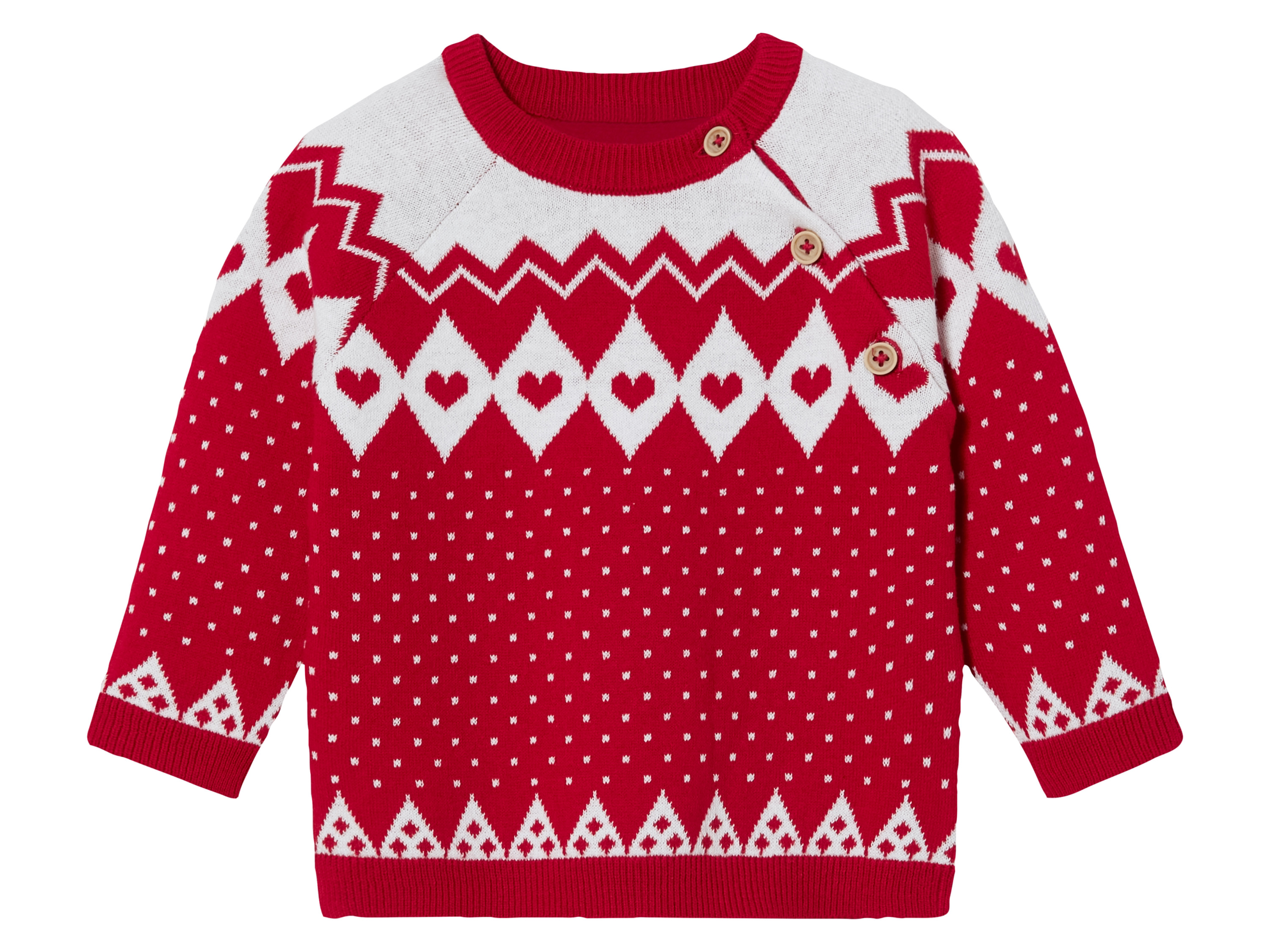 lupilu Sweter dziecięcy z dzianiny, wzór norweski 62/68, Czerwony
