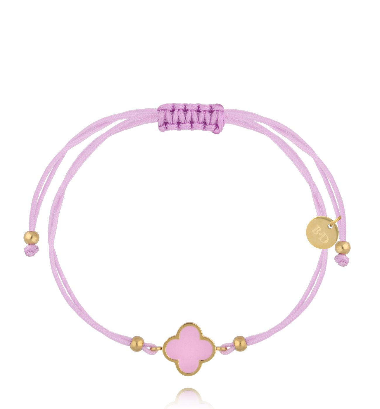 Bransoletka z fioletowym sznurkiem i koniczynką BGL1080 - By Dziubeka