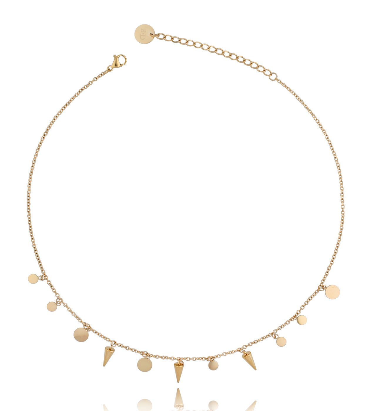 Naszyjnik złoty ze stali szlachetnej z dyskami NSA0170