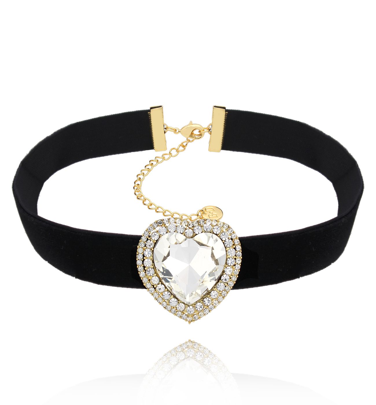 Choker czarny z kryształowym sercem Fabulous Heart - By Dziubeka