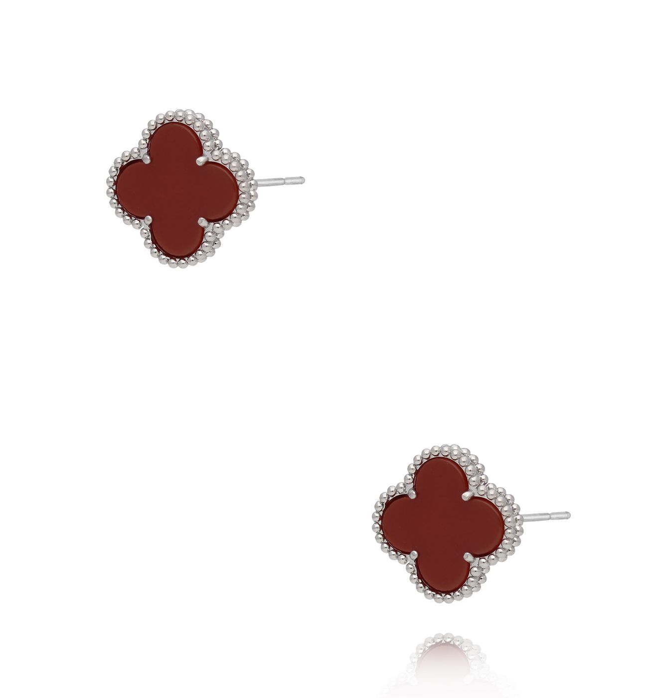 Kolczyki z bordowymi koniczynkami KSY0316