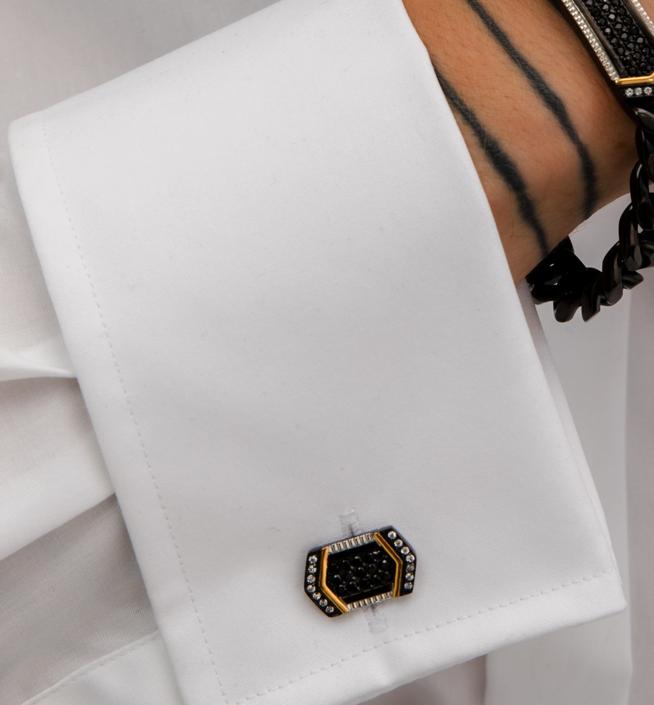 Spinki do mankietów prostokątne czarne SMITC0028 - By Dziubeka