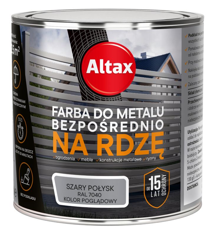 Farba antykorozyjna Altax szary połysk 0,25 l