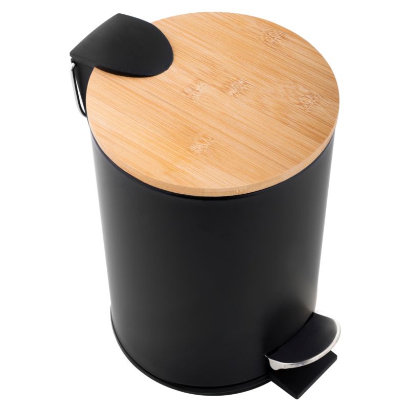 Kosz na śmieci VINI - Yoka Home do łazienki 3l czarny mat bambus SOFT CLOSE - 1 szt.