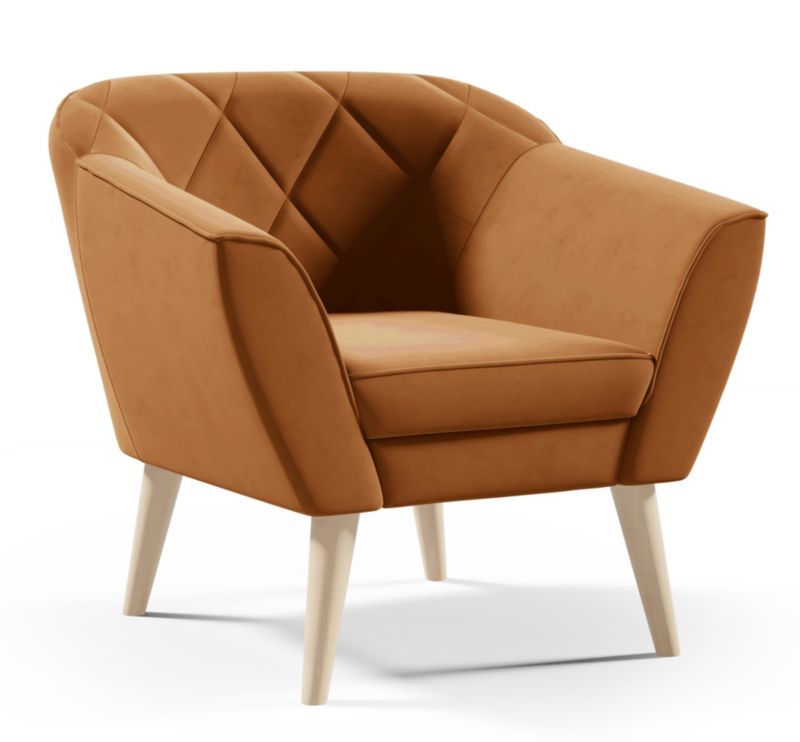 Fotel Gloria Sofello Skandynawski welur musztarda 90x75x80 cm 1 szt