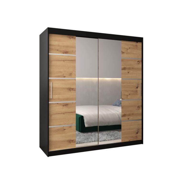 Szafa przesuwna Garderoba Abiks Verona 4 180 czarny + artisan 1 szt.