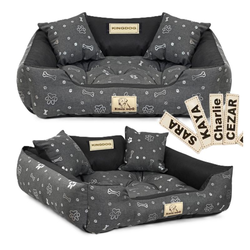 Legowisko dla psa kojec Aio Factory KINGDOG personalizowane wodoodporne wzór kości srebrne 115x95 cm 1szt