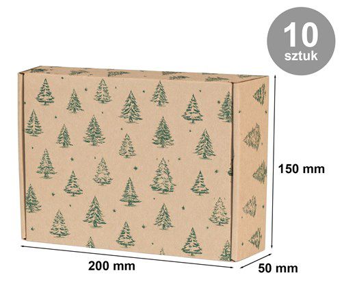 Pudełko fasonowe NEOPAK 200x150x50 mm nadruk choinki ŚWIĘTA pakiet 10 szt.