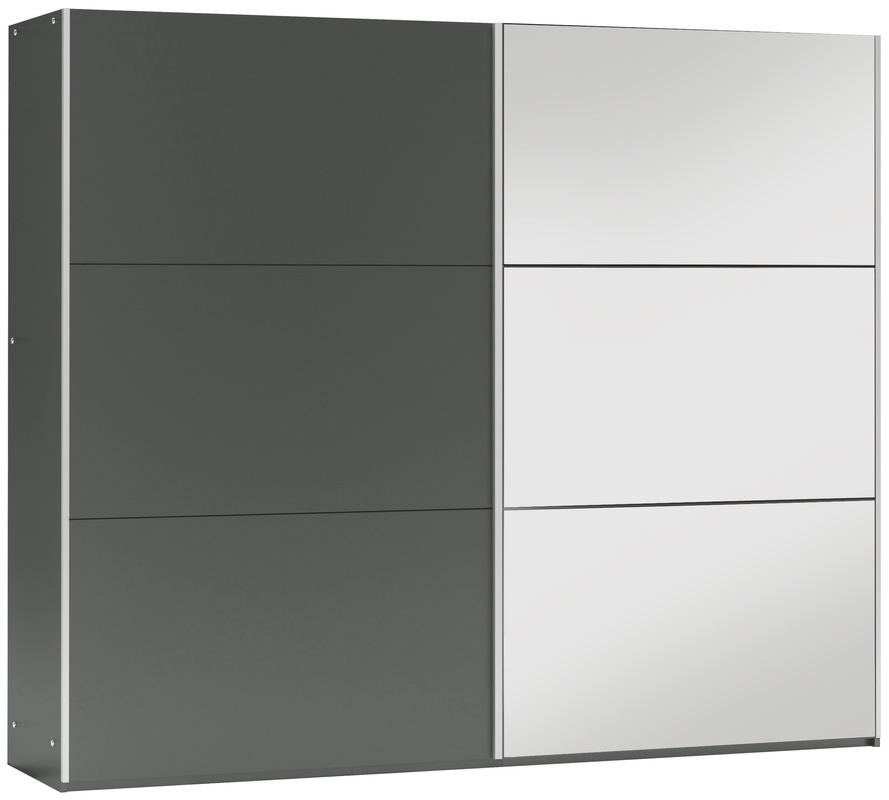 Grafitowa duża szafa przesuwna z lustrem 250 cm VASCO