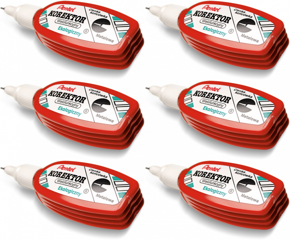 6x Korektor w płynie Pentel ZL103, 4.5ml