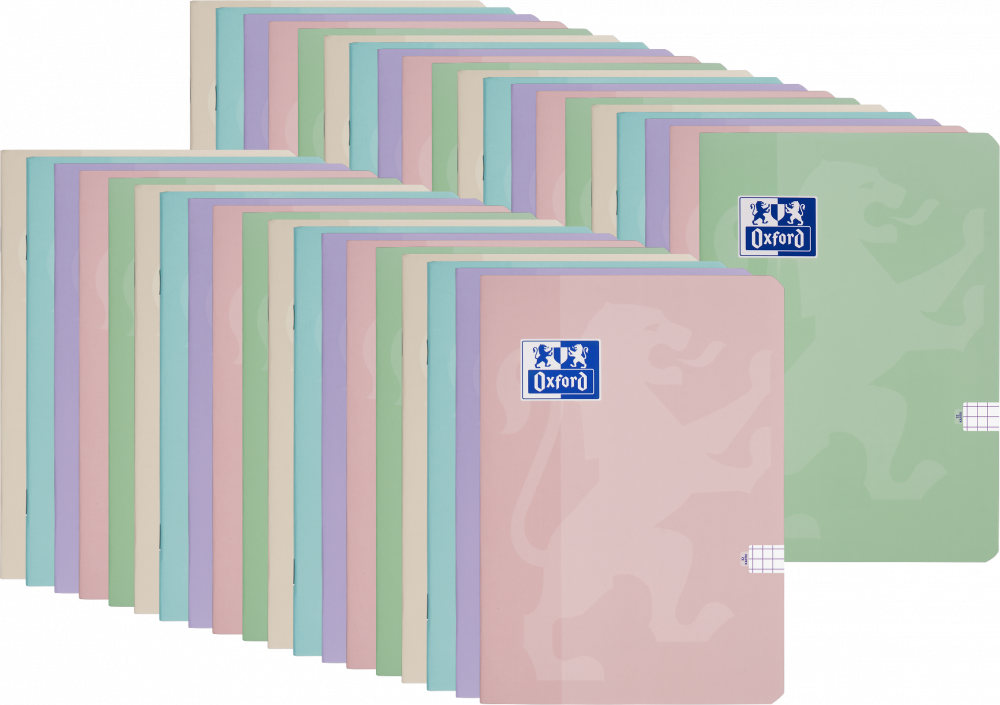 40x Zeszyt w kratkę Oxford Touch Pastel, A5, miękka oprawa, 32 kartki, mix kolorów pastelowych