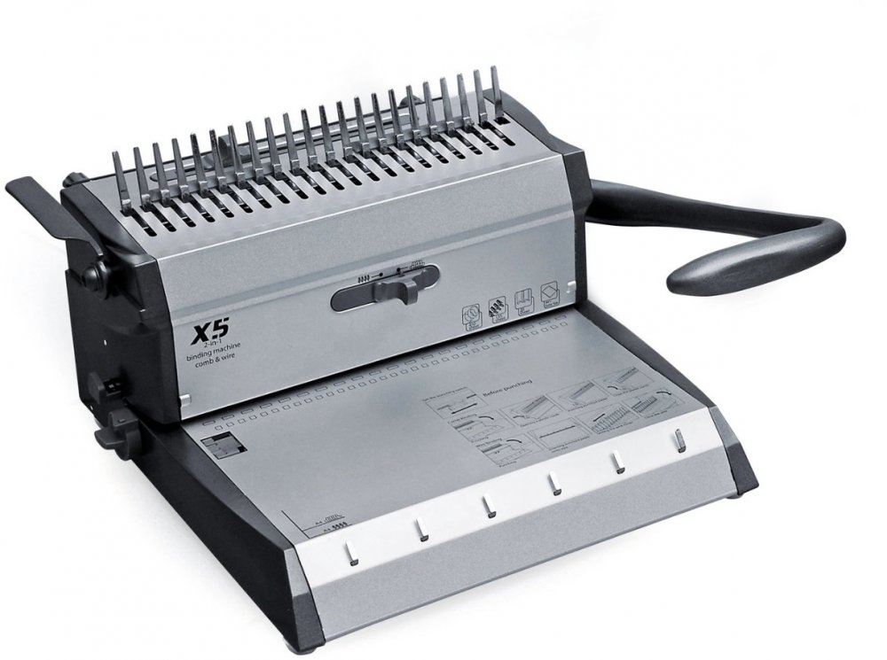Bindownica ręczna Argo do oprawy drucianej X5, srebrno-czarny