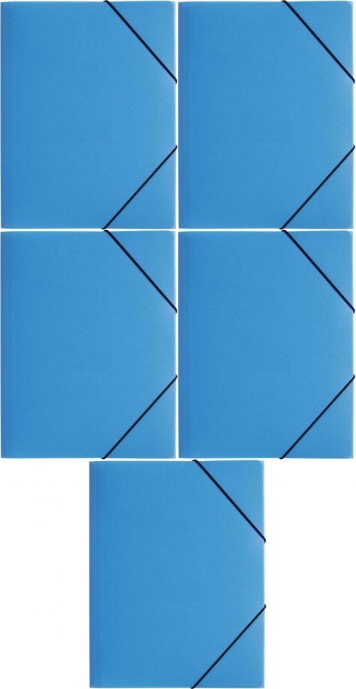 5x Teczka plastikowa z gumką Pagna, A4, 3 skrzydłowa, jasny niebieski