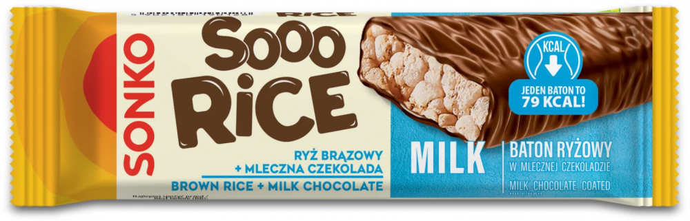 Baton ryżowy Sonko Sooo Rice Milk, w czekoladzie mlecznej, 16g