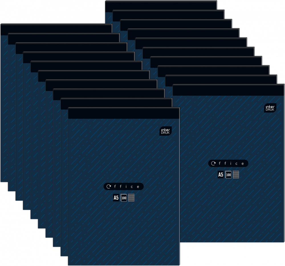 20x Blok biurowy w kratkę Interdruk, A5, 100 kartek, mix wzorów