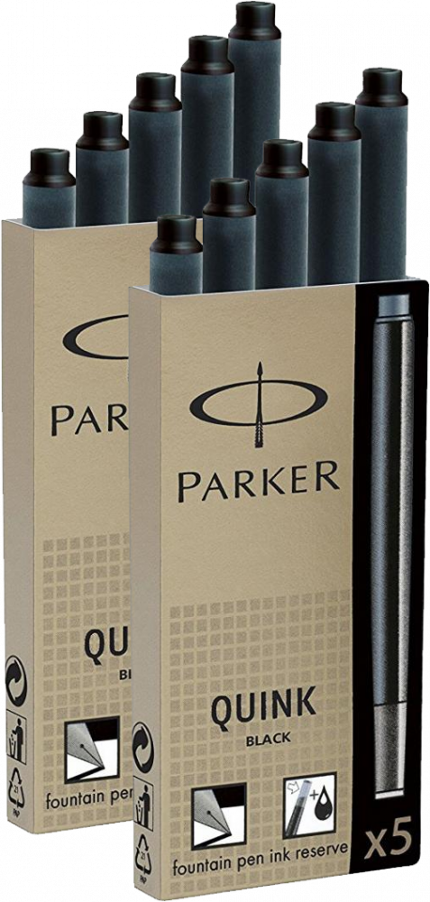2x naboje do pióra wiecznego Parker, długie, 5 sztuk, czarny