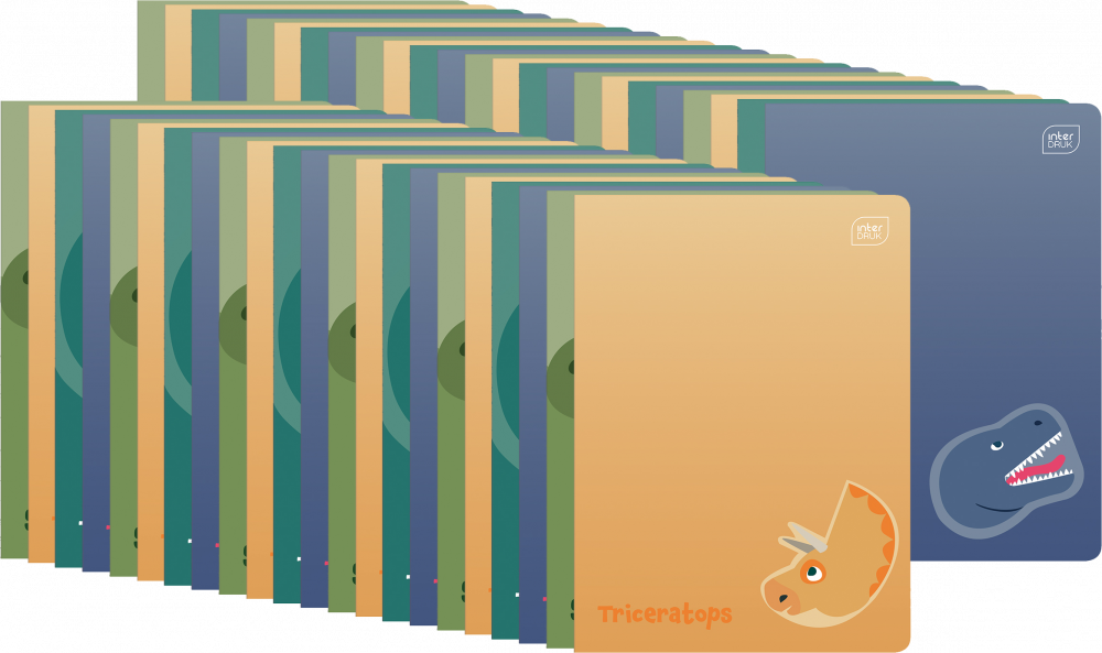 40x Zeszyt w kratkę Interdruk UV Dinozaurus, A5, 16 kartek, mix wzorów