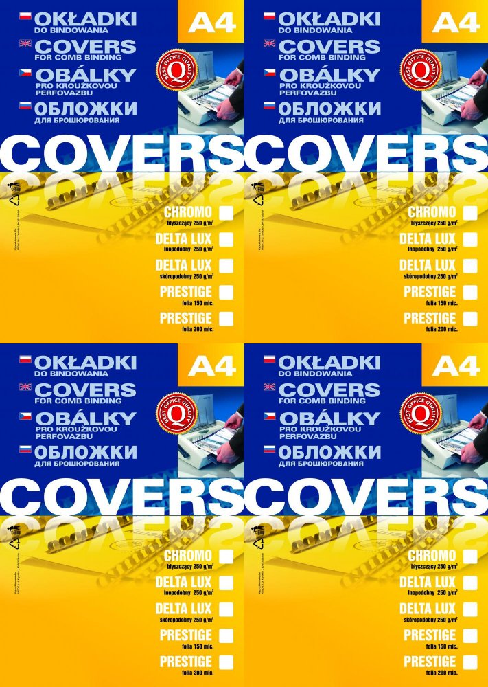 4x Okładki do bindowania Argo Prestige, A4, 200 μm, 100 sztuk, przezroczysty