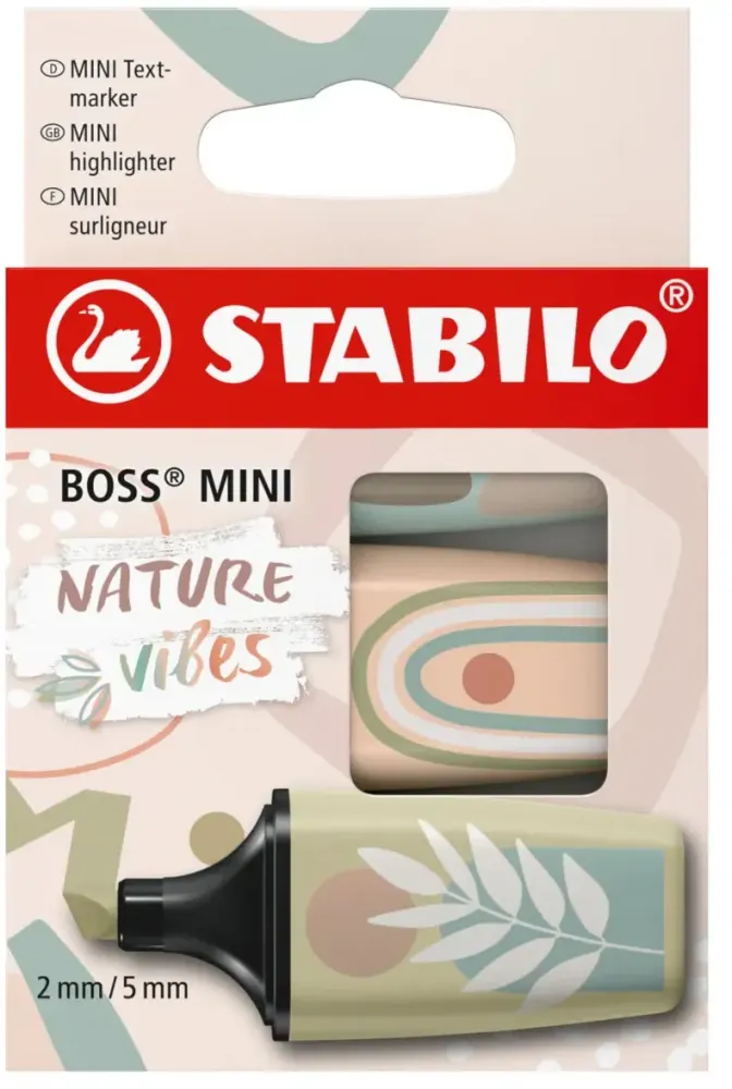 Zakreślacze Stabilo Boss Mini Nature Vibes, ścięta, 3 sztuki, mix kolorów