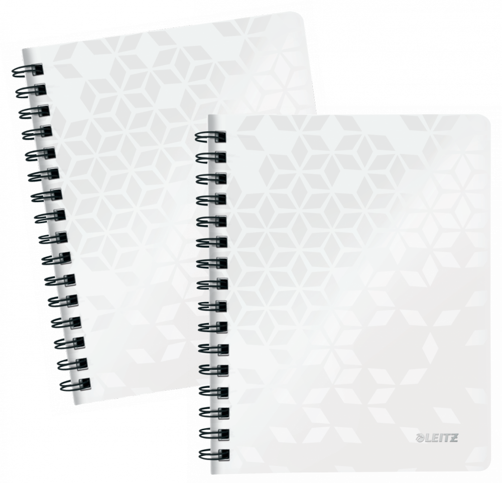 2x Kołonotatnik Leitz Wow, A5, w kratkę, 80 kartek, okładka PP, biały