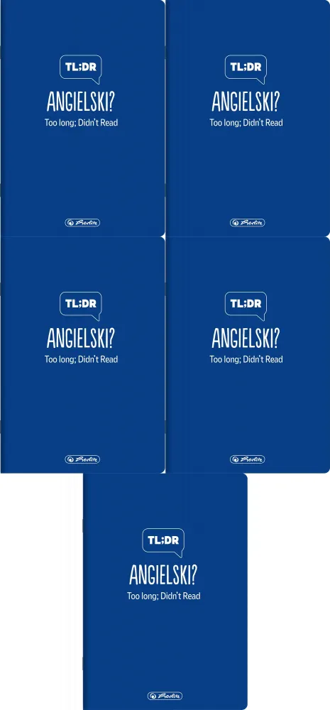 5x Zeszyt przedmiotowy w kratkę Herlitz J. Angielski, A5, miękka oprawa, 60 kartek, granatowy