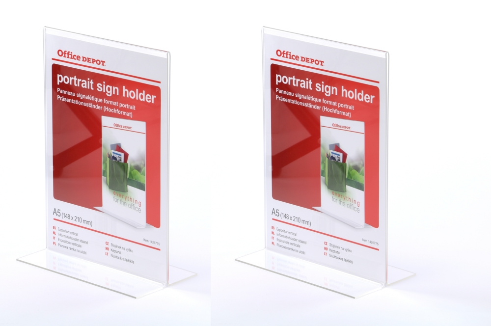 2x Stojak na prospekty Office Depot, typ T, A5, przezroczysty